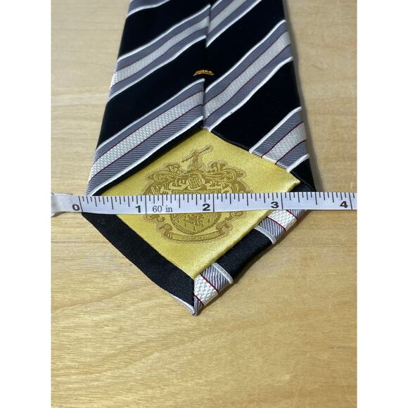 Donald Trump Signature Collection Silk Necktie Black Gray Red Pinstripe Repp Tie - Picture 5 of 6